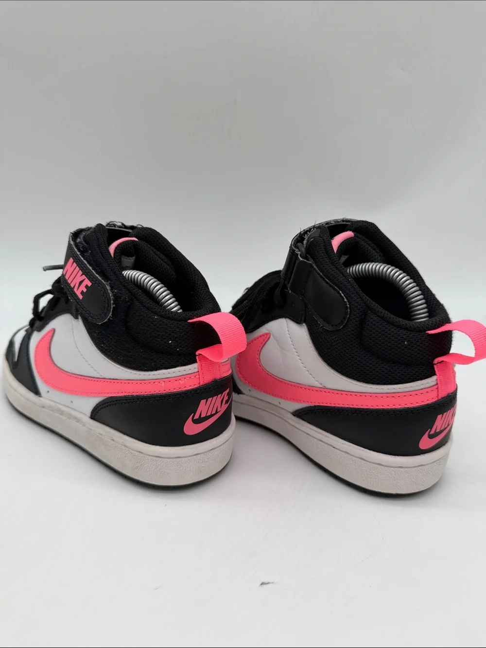 Nike Court Borough 2 Mid Girls Size 4Y White Pink Black Athletic Shoes Sneakers - Picture 9 of 16